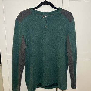 Men's Green and Gray Long Sleeve Shirt